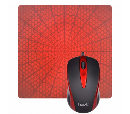 HAVIT MOUSE OPTICO + MOUSEPAD ARAÑA